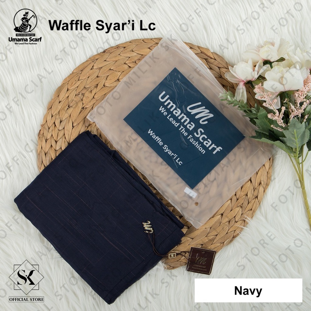 Hijab Voal Waffle Syari Pouch Metal Logo UM GOLD By Umama Scarf Kerudung Terlaris 130x130cm