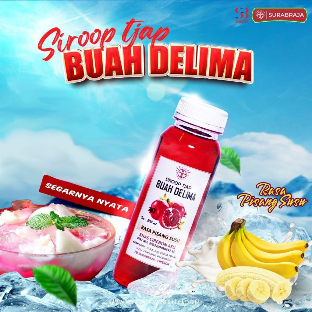 

Sirup Cap Buah Delima 250ml Pisang Susu Khas Cirebon / RASA PERSIS 99% SIRUP SAMPOLAY PISANG SUSU.