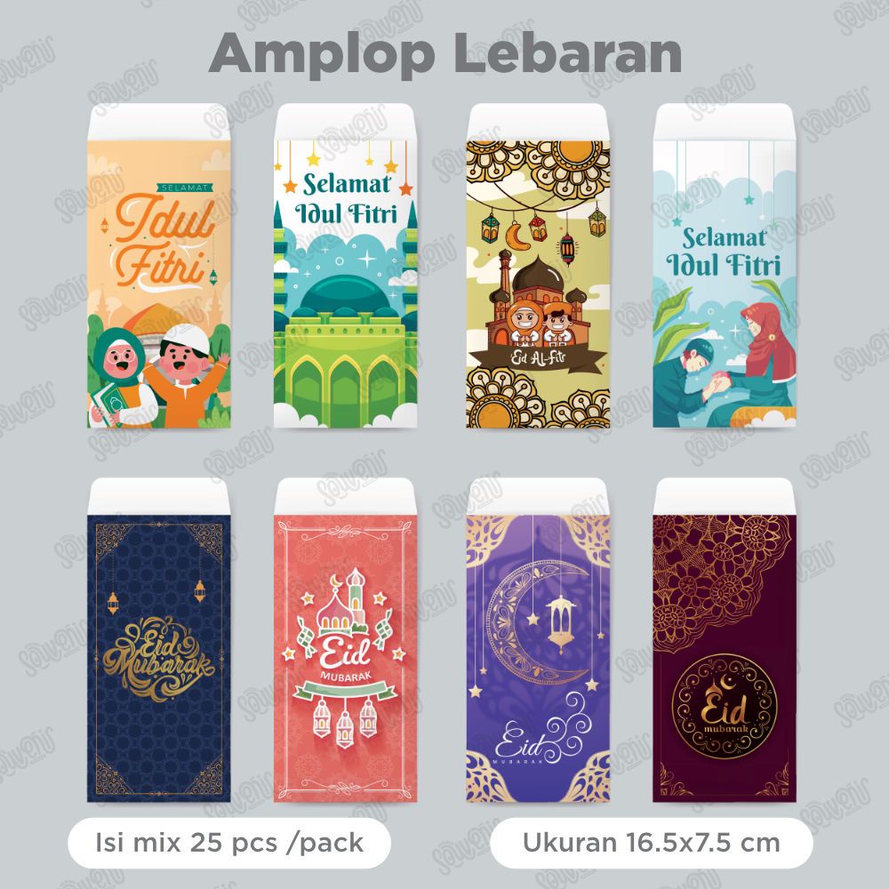 

Amplop Lebaran Idul Fitri uk 16.5x7.5 cm ( masuk uang kertas ) Angpao + Box karakter Lucu murah perpak isi 25 pcs