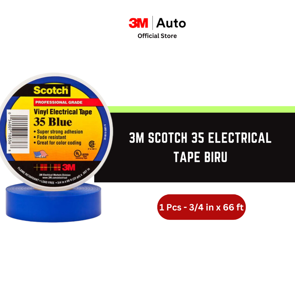 

Isolasi Listrik 3M Scotch 35 Vinyl Electrical - Biru size 19mm x 20m