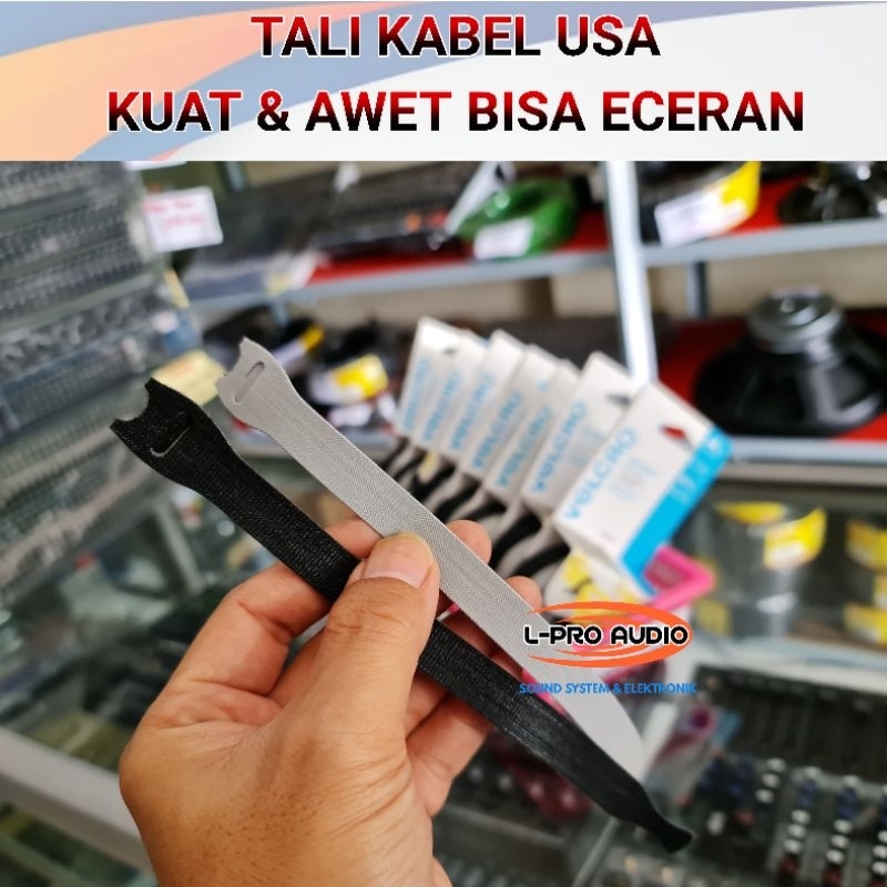 Tali kabel Velcro impor USA Original 20cm kuat, rekat, tidak gampang keriting Eceran