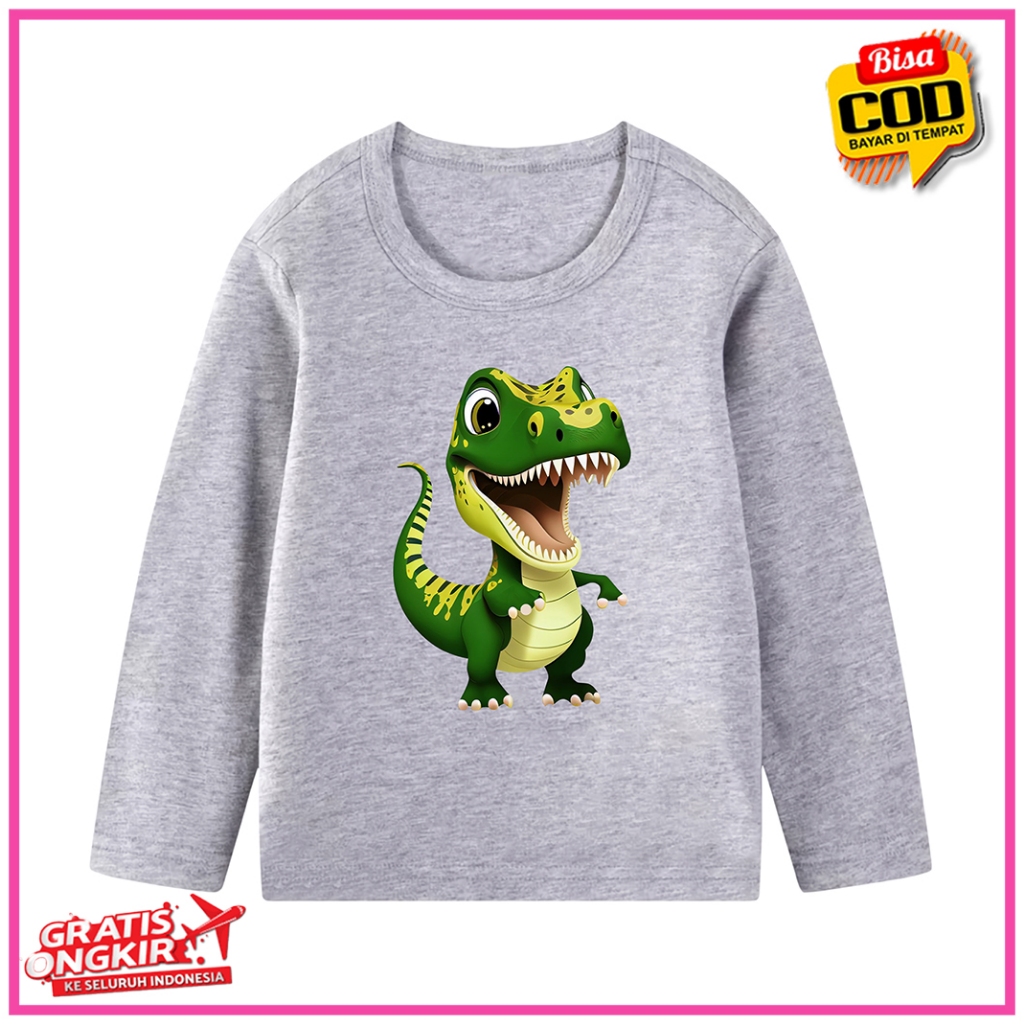Kaos Dino Anak Laki Laki Lengan Panjang 3 Tahun - 10 Tahun
