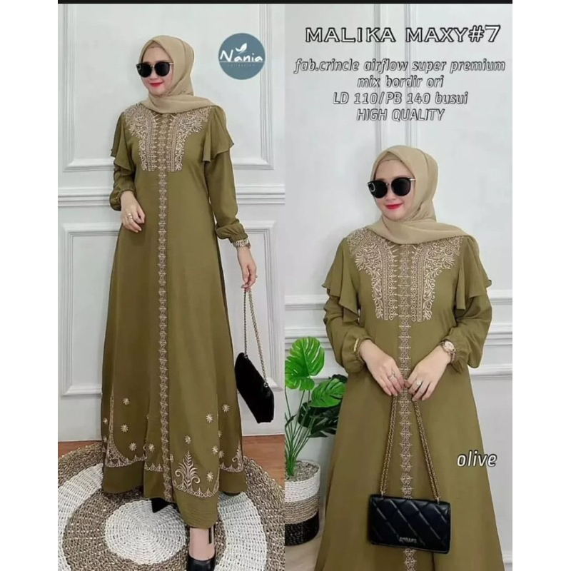 Malika Gamis Lebaran Mewah Terbaru Bordir Bahan Halus