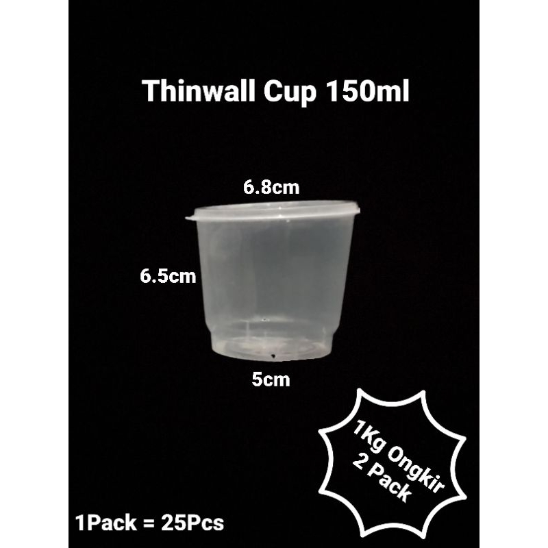 Tempat Plastik Kotak 150ml Pudding/Saos/Sambal Thinwall Cup