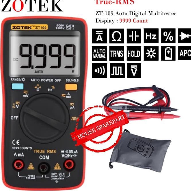 HARGA TERMURAAH Zotek ZT19 Multitester Multimeter Digital 9999 count Auto  manual range