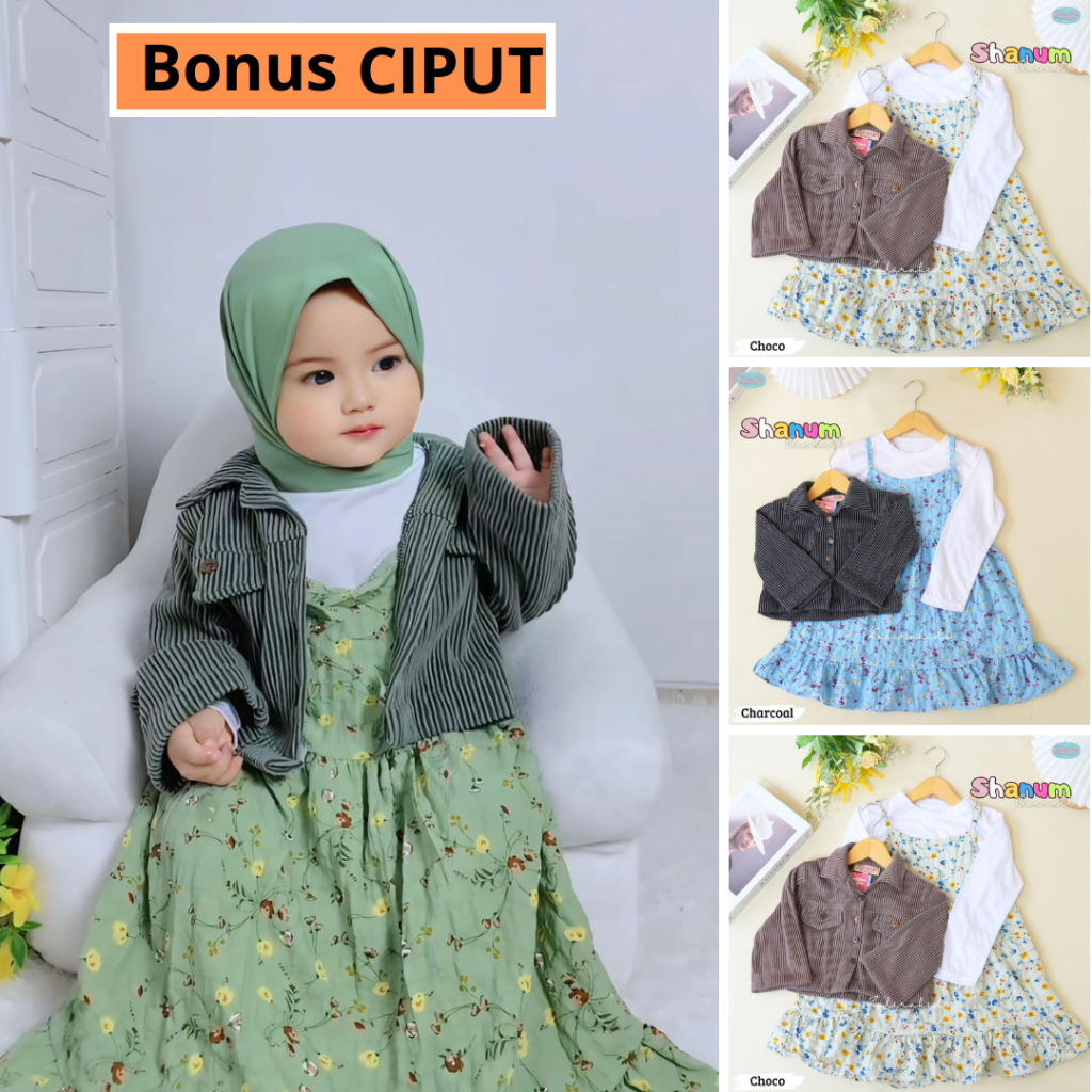 Shanum Series ORIGINAL ZALIRA KIDS Setelan anak perempuan usia 1 - 4 TAHUN | Dress anak perempuan se