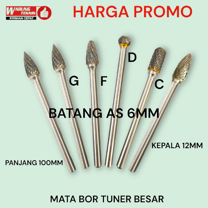 TERBAIK MATA BOR TUNER TUNNER CUNNER CUNER PORTING FOREDOM BESAR 6MM