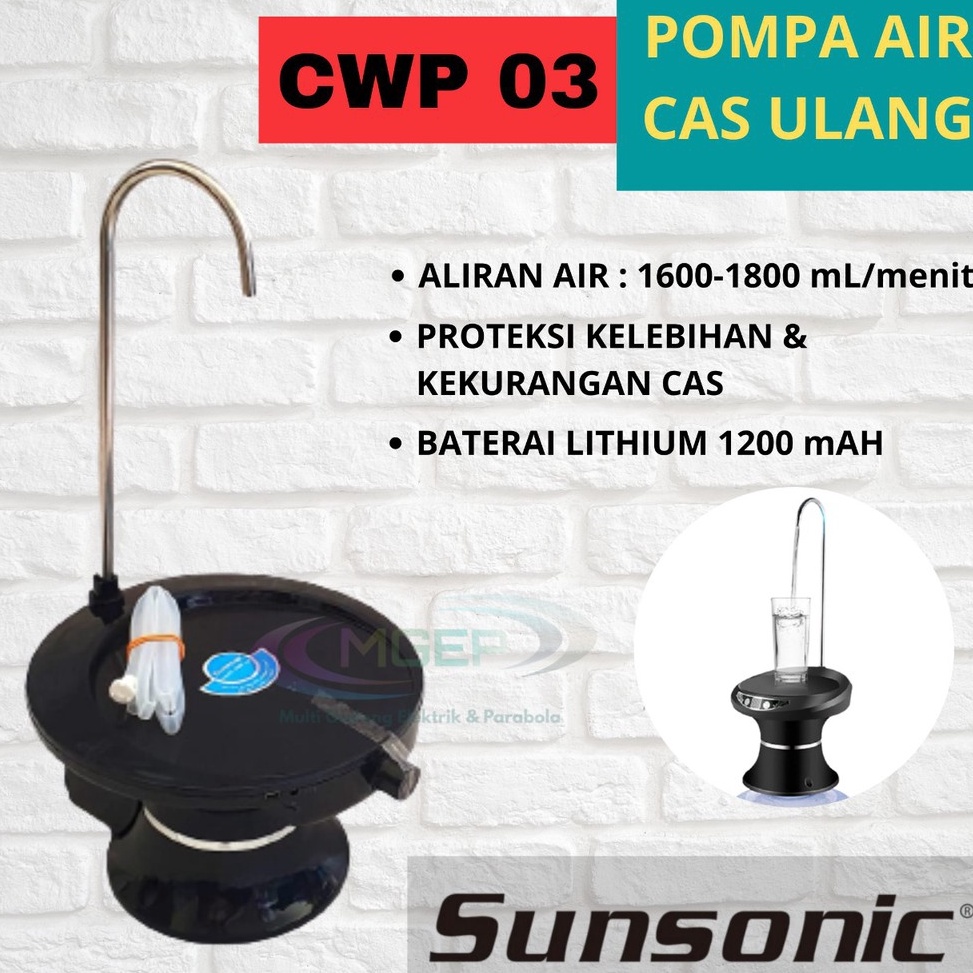 Harga Termurah Sunsonic Pompa Air Galon Elektrik Tatakan Gelas Water Pump CWP 3