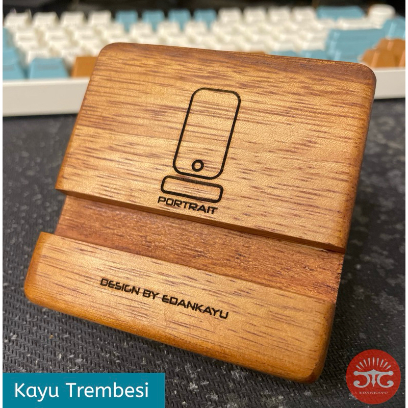 stand holder handphone kayu solid