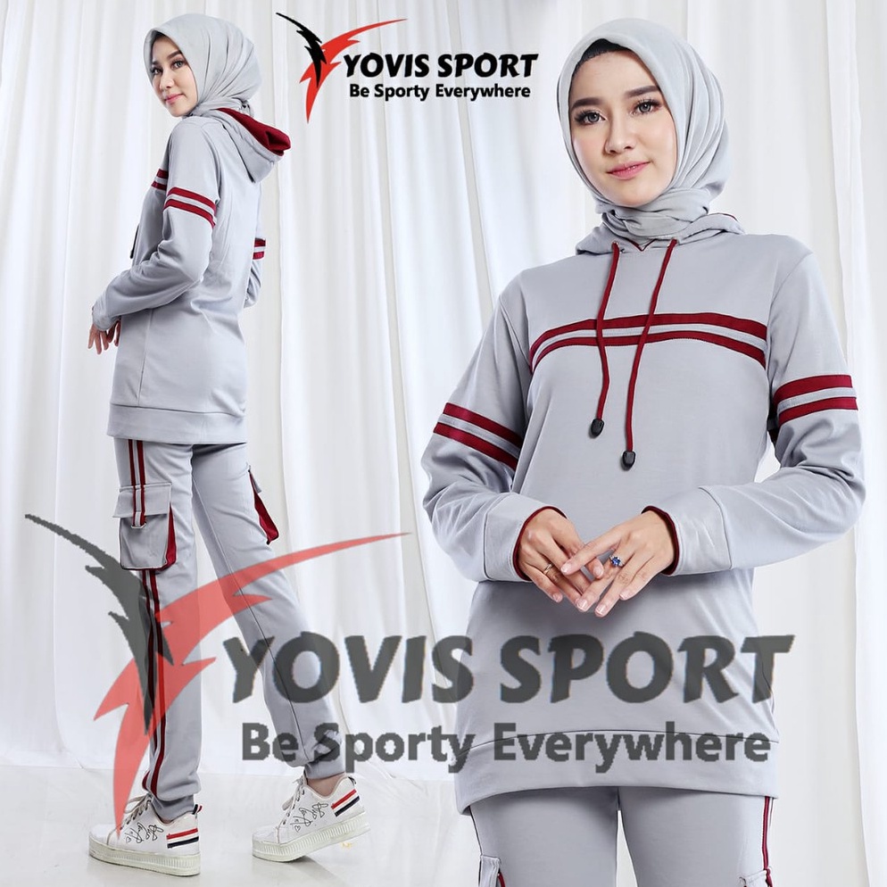 Chekout Setelan Senam Hoodie Yovis Sport  Setelan Olahraga Wanita Gym Lari Ladies  Setelan YovisSete