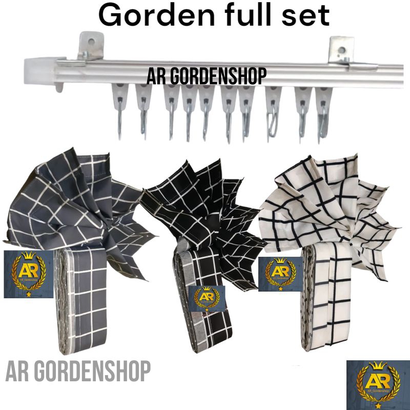 gorden 1 set lengkap | gorden 1 paket sama besinya | gorden kotak" murah 1 set | gorden pintu | hord