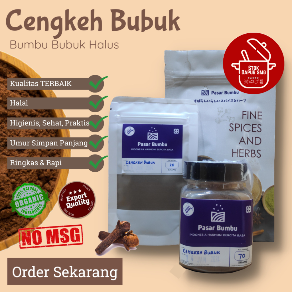 Pasar Bumbu Cengkeh Bubuk / Ground Cloves / Cloves Powder Pouch Refill 20gr 50gr 100gr Botol 70gr