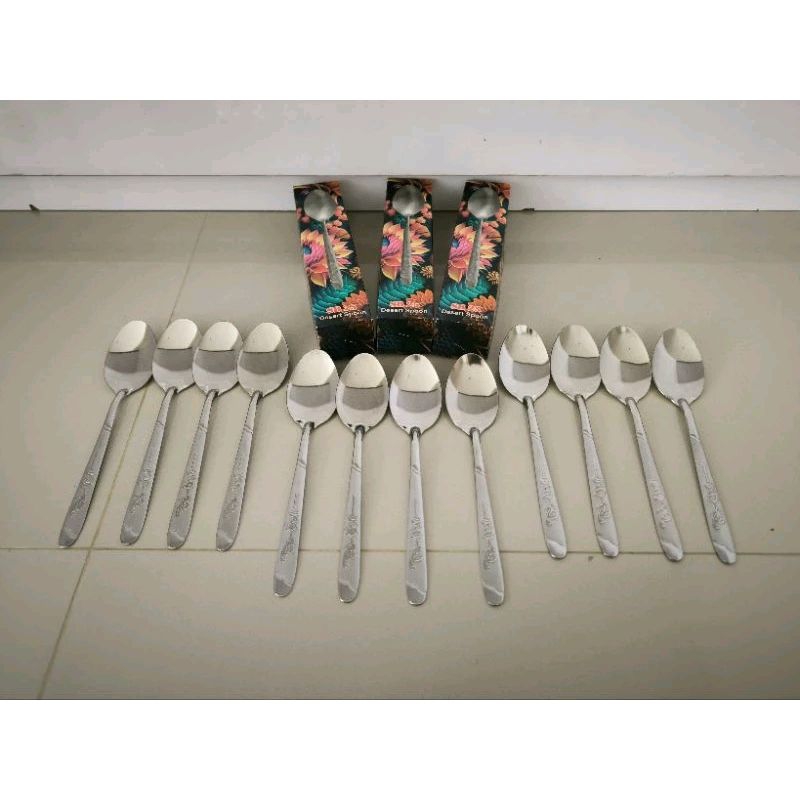 Sendok makan stainless tebal motif ukir bunga