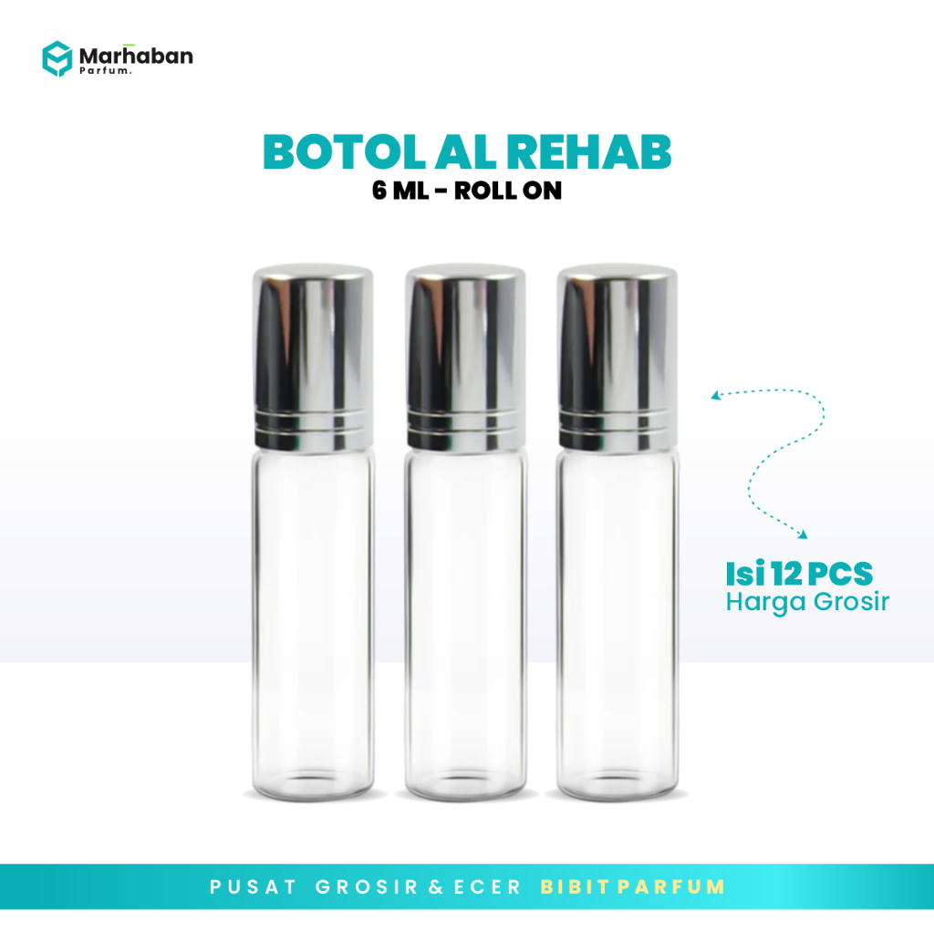 Botol Parfum Al Rehab 6ML & 3ML  Roll On - Botol Parfume Reffil kosong Al Rehab Roll On 12 pcs