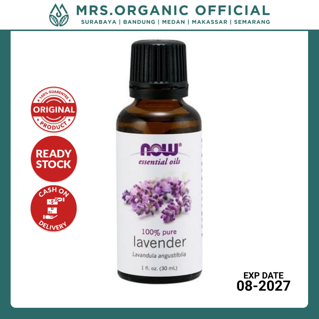 NOW Essential Oil Lavender 30ml - Essentials Esential Oils Aromatherapy Ruangan Diffuser Flu and Cou