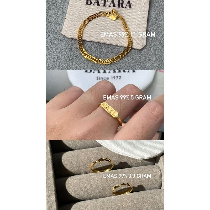 Orderan Kak Nia - Rantai Tangan dan Cincin Emas 99%