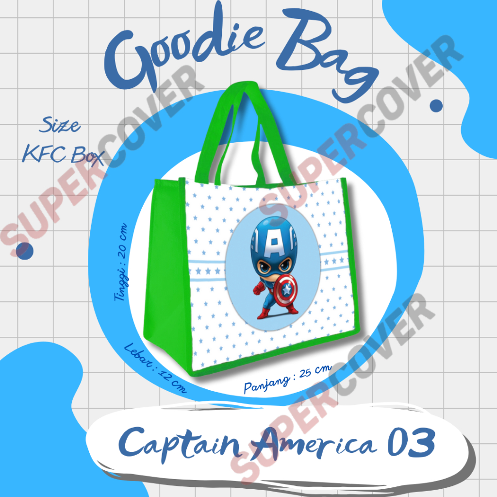 

Goodie Bag Gambar Kartun Captain America 03 Warna Hijau Untuk Acara Ulang Tahun, Aqiqah, Sunatan Dan Lain lain.