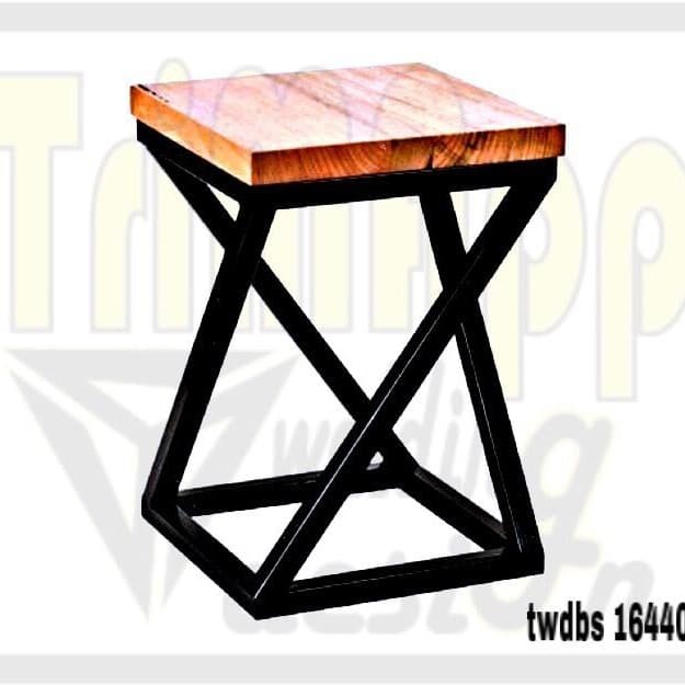 kursi cafe/teras/tamu/balkon minimalis besi kayu - Putih