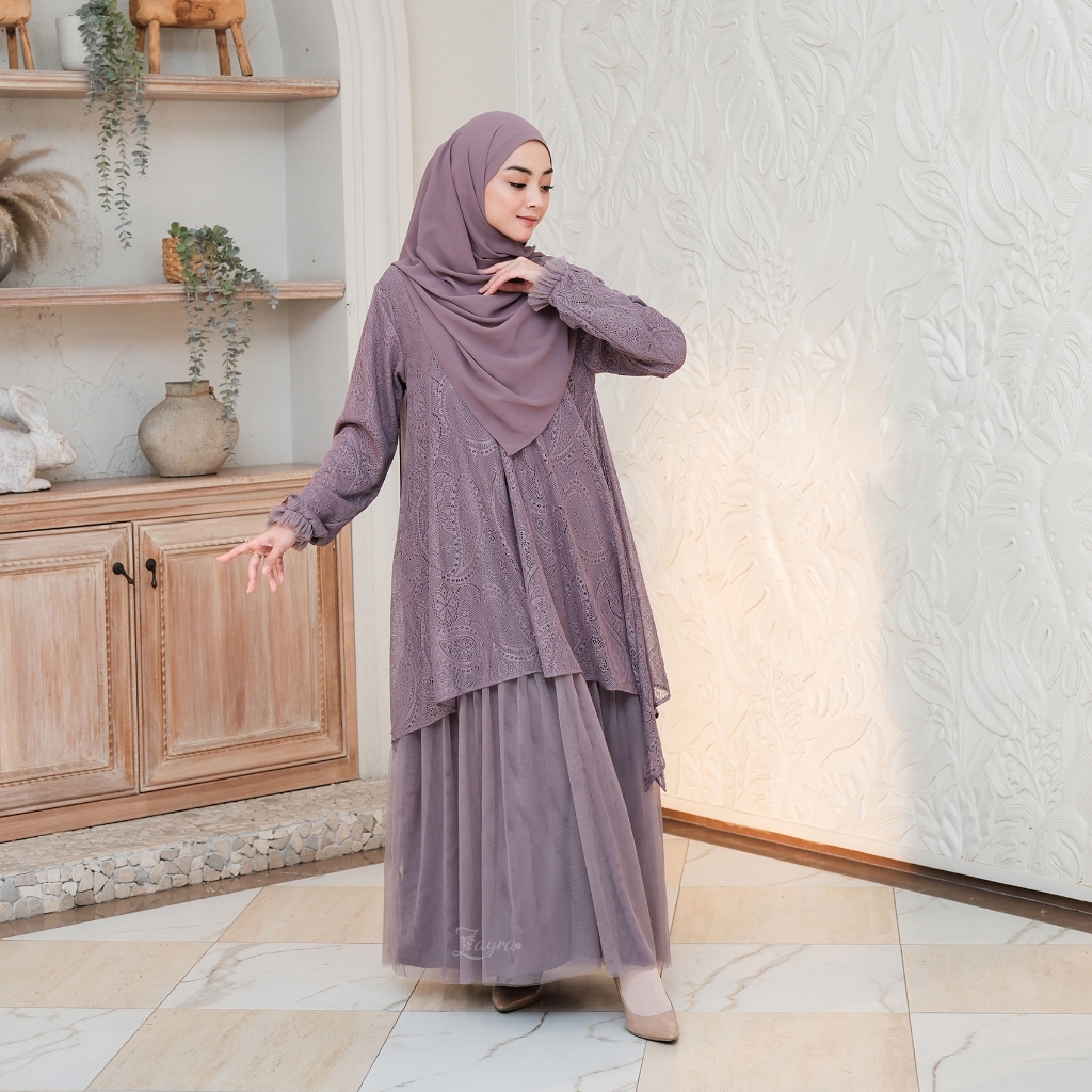 Zayra Hijab | Gamis Dewasa Kalila Family Set-Sugar Plum