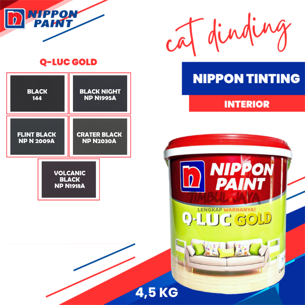 Cat Tembok NIPPON QLUC GOLD 4,5Kg HITAM / qluc nippon paint / cat qluq / cat tembok qilux cat qilux 