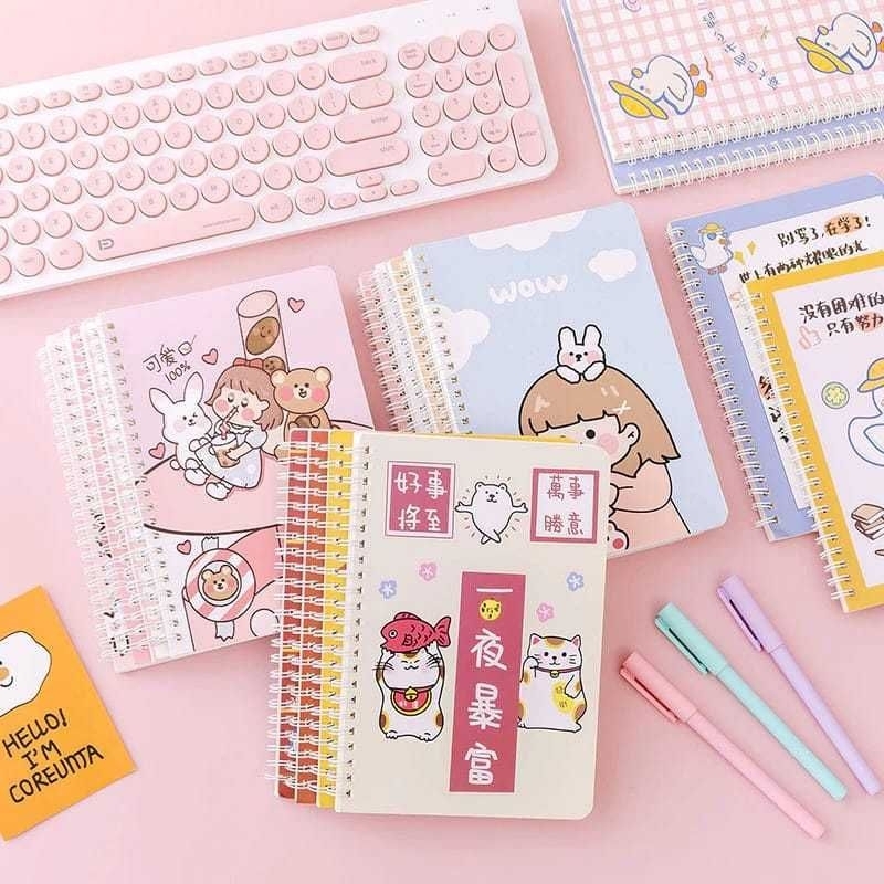 

Buku Tulis Ring A5/Note Book Ring Motif, Buku Memo AT Spiral isi 60 Lembar