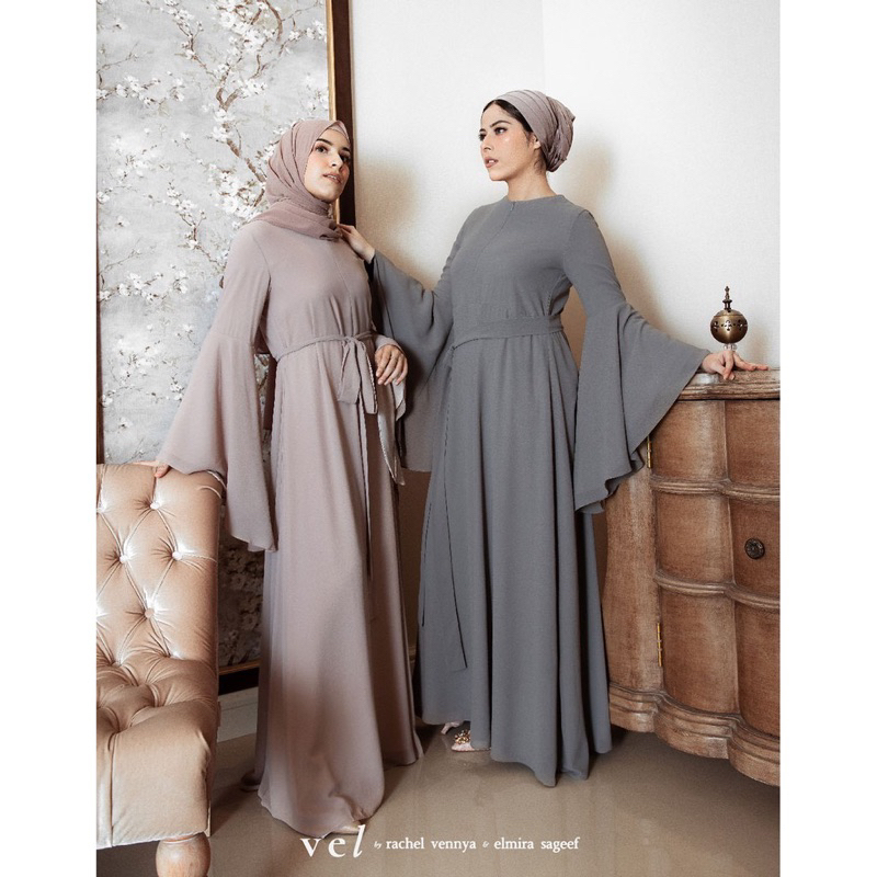 rachel vemnya x elmira sageef DRESS MODEL TEROMPET CHARCOAL (VEL)