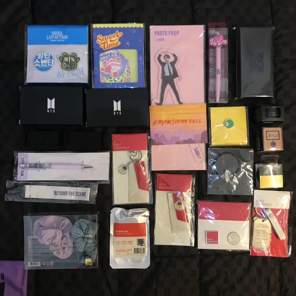 BTS Official Merch SLA Skool Luv Affair badge set pop up standee sticker tiny tan sweet time sealed 