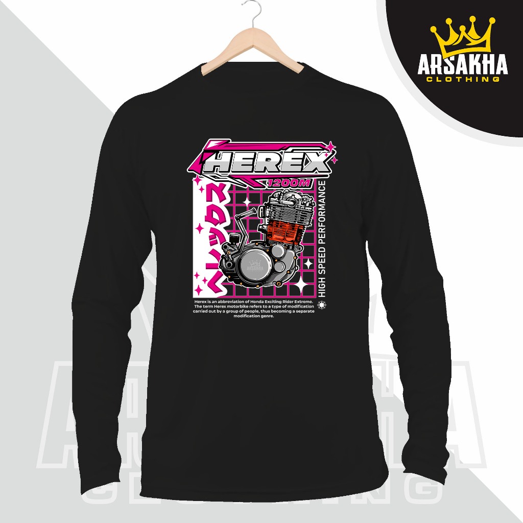 Kaos Lengan Panjang HEREX RACING 1200M Race Baju Distro Katun Combed 30s - Arsakha Clothing