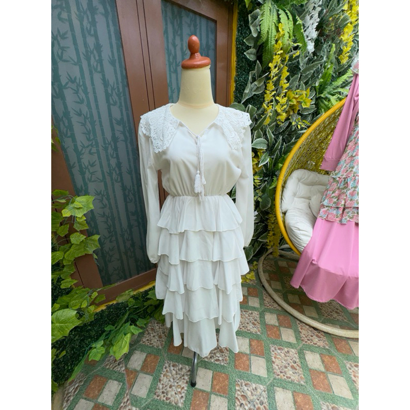 Dres Gamis Lebaran mewah umpak umpak putih