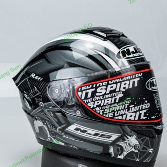 HELM MOTOR NJS ZX-1 RUSH BLACK SILVER HELM FULLFACE SNI GLOSSY H/SIL