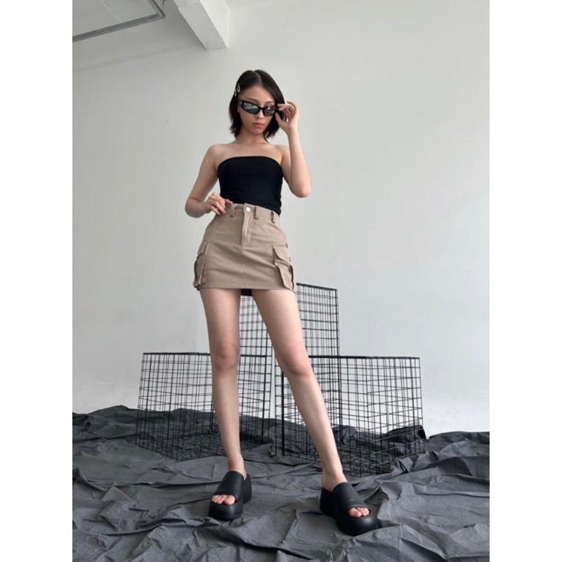Luna Skirt / rok cargo wanita / Cargo Skirt / Mini Cargo Skirt