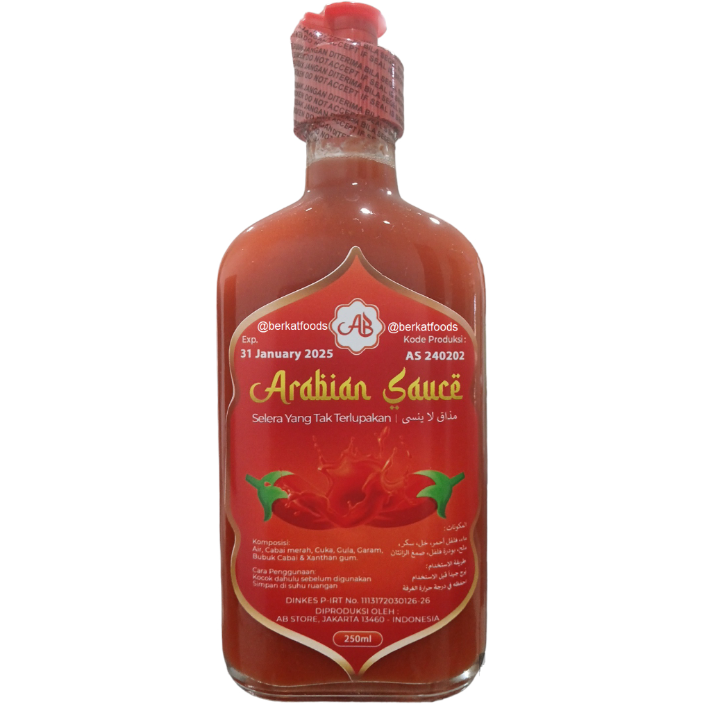 

Arabian Sauce AB / Red Chili Chilli Sauce / Saus Cabai Merah Arab Cabe