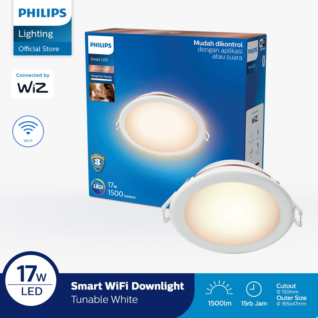 Philips Smart Wifi LED Downlight 17W - Tunable White (Putih)