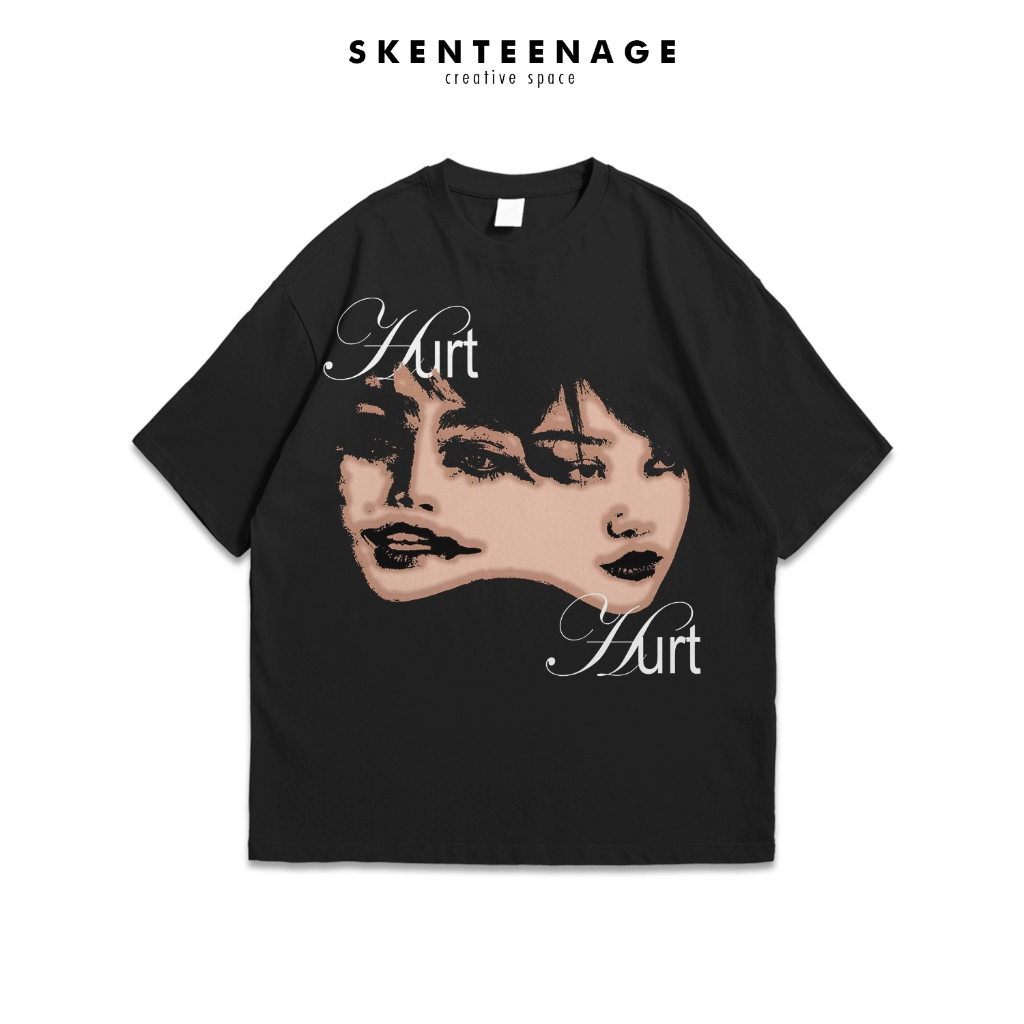 SKENTEENAGE - T-SHIRT KAOS OVERSIZED HURT UNISEX BLACK