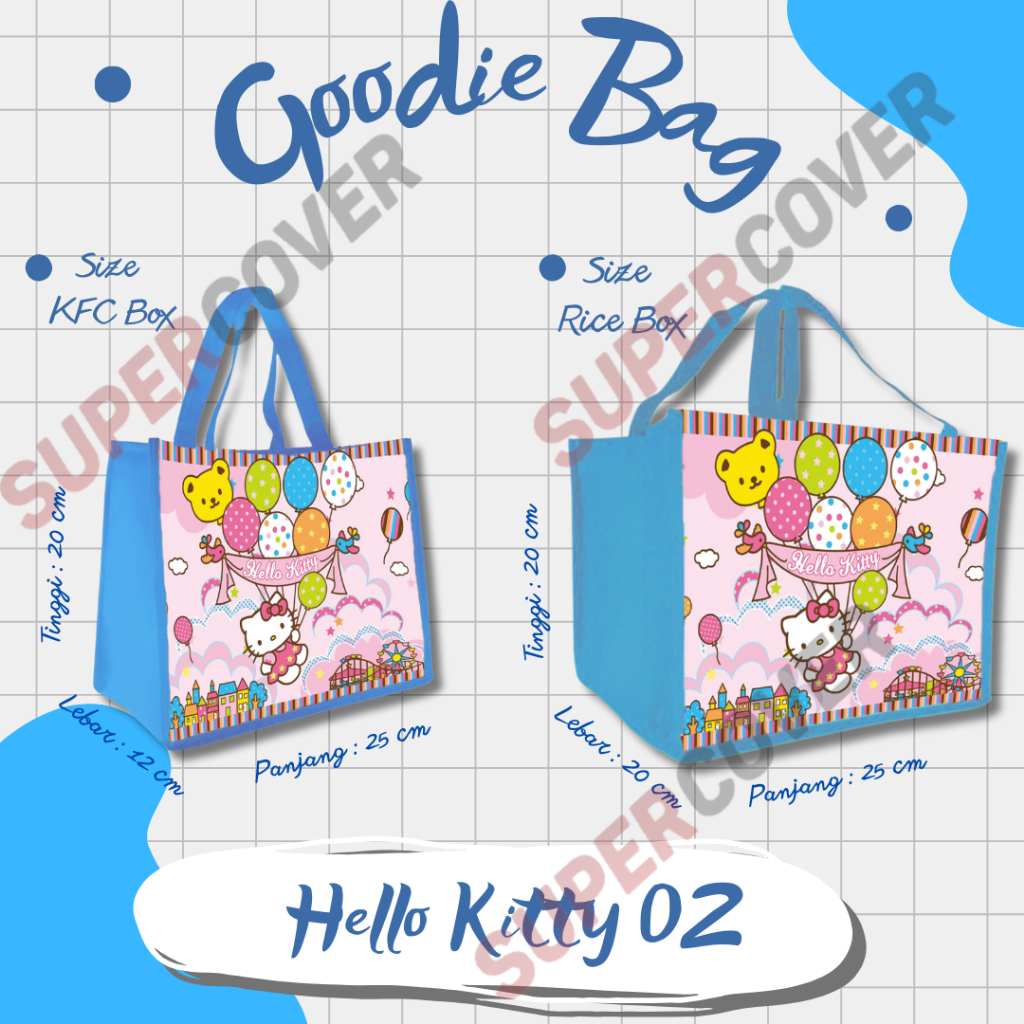 

Goodie Bag Gambar Kartun Hello Kitty 02 Warna Biru Muda Untuk Acara Ulang Tahun, Aqiqah, Sunatan Dan Lain lain.