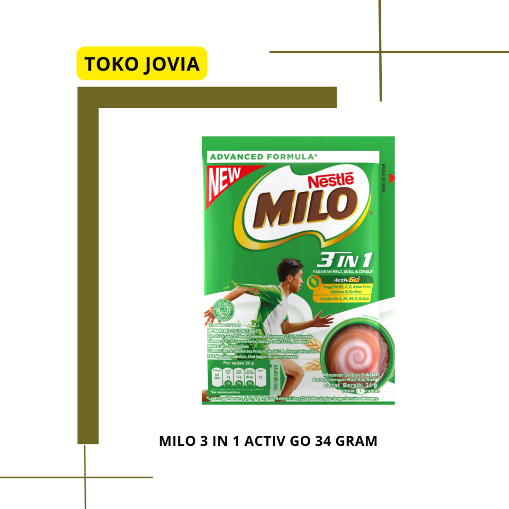 

Susu MILO Bubuk 3 in 1 Activ GO 34 Gram