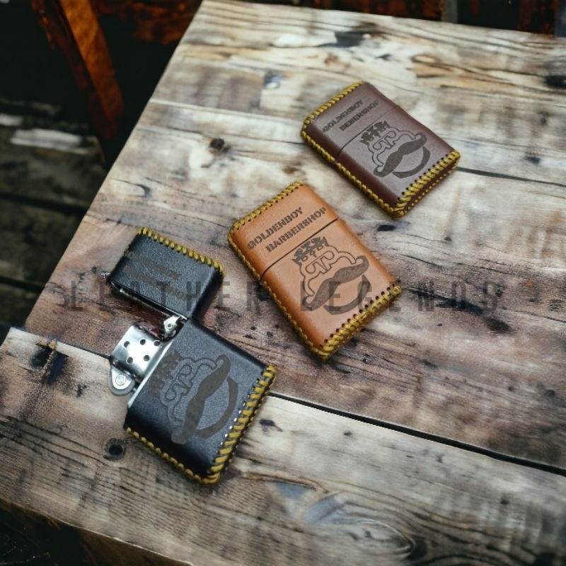 sarung zippo kulit asli anyam - custom grafir | zippo lighter case | zippo original | korek zoppo or