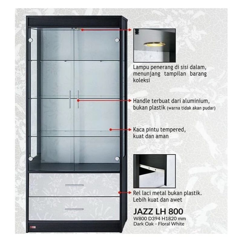 LEMARI BUKU RUANG TAMU MINIMALIS RAK SUSUN MODERN LEMARI ARSIP LH 800