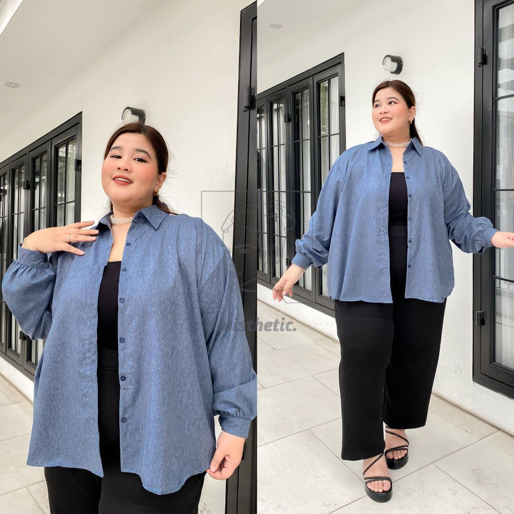 Harper Shirt/ Kemeja Jumbo/ Kemeja Big Size/ Kemeja Plus Size/ Kemeja Linen Jumbo/ Kemeja Linen Big 