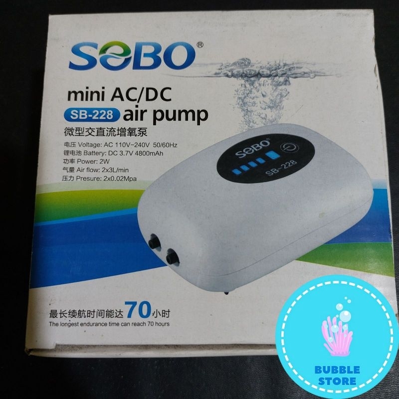 MESIN AERATOR 2 LUBANG ACDC SOBO SB-228 / SOBO POMPA UDARA AC DC AERATOR AQUARIUM SB 228 / MINI AC D