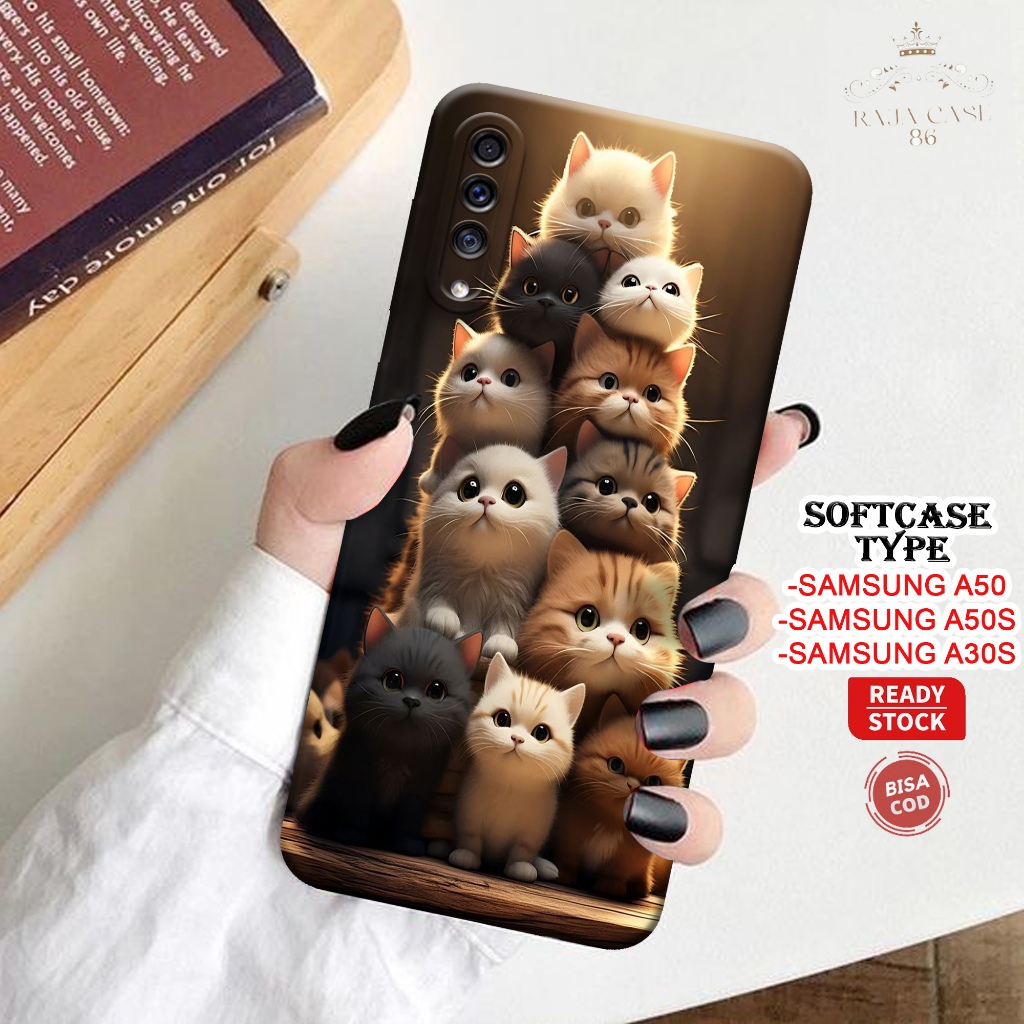 Case Samsung A50 / A50s / A30s - Rajacase - Casing Hp Samsung A50 A50s A30s - Motif case Cats - Peli