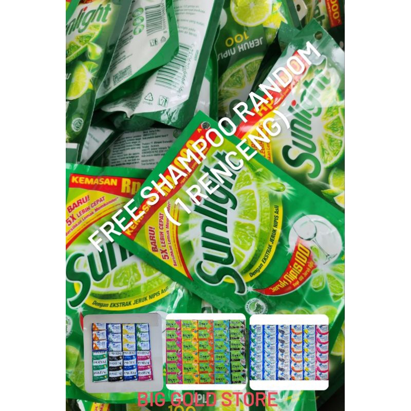 Sunlight sabun jeruk nipis 4 pcs (Free shampoo 1 renceng RANDOM)