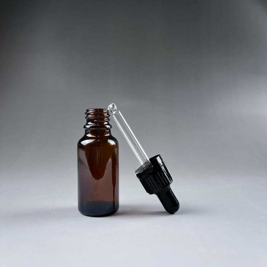 Botol Pipet Kaca Amber 20ml Segel / Botol Kaca 20ml Amber Tutup Hitam Segel