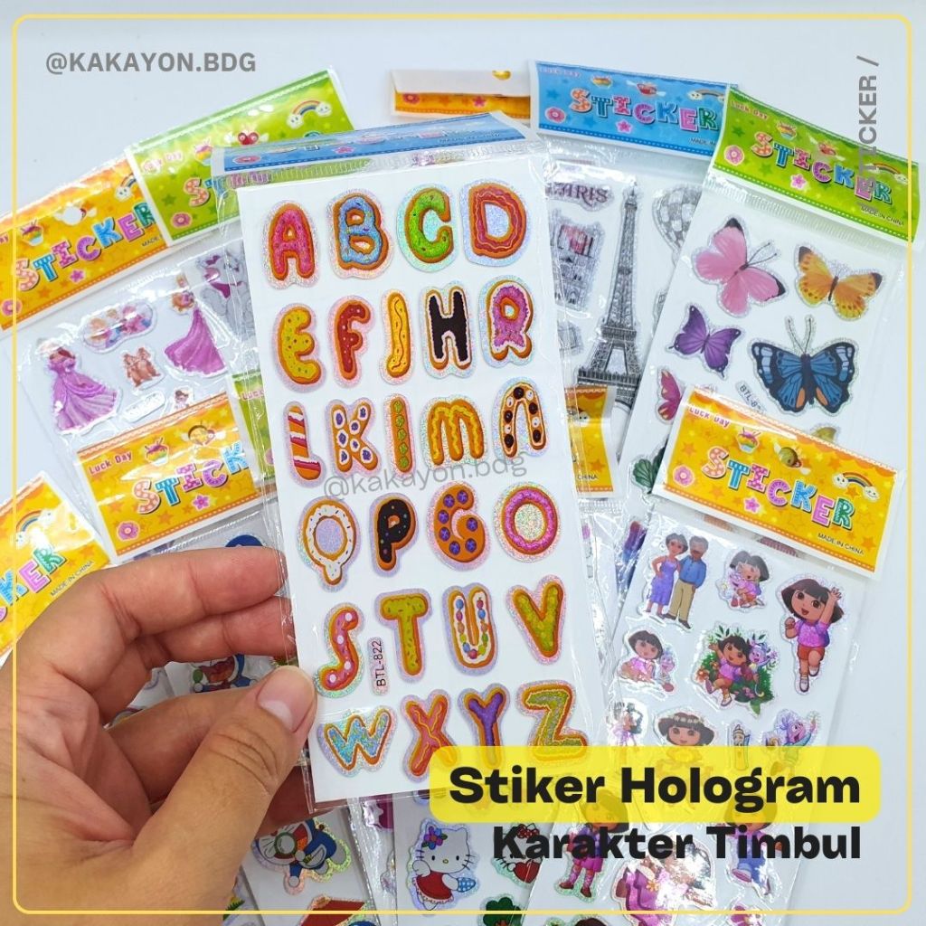 

Stiker Timbul Karakter Hologram Lucu / Mainan Gambar Tempel