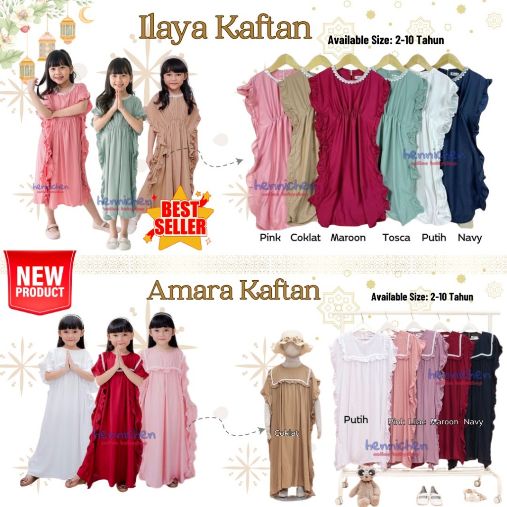 PROMO 12.12 SMILEE KAFTAN ILAYA / KAFTAN AMARA GAMIS ANAK RAYON KAFTAN RUMBAY BAJU MUSLIM BAJU LEBAR