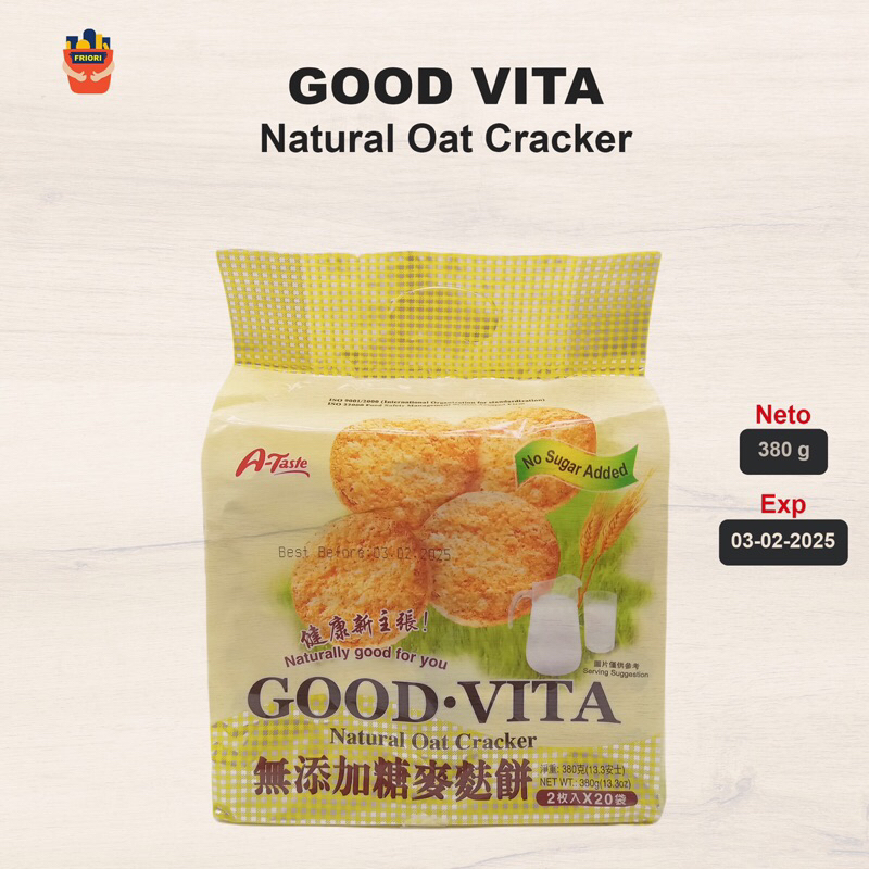 

A Taste Good Vita No Added Sugar Natural Oat Crackers 380 g - Biskuit Oat