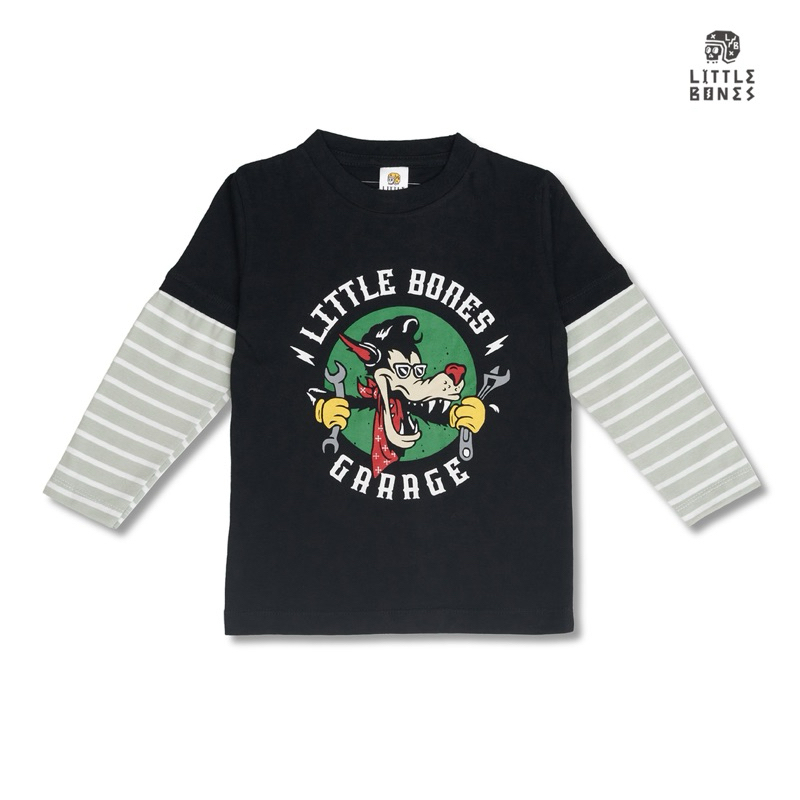 Littlebones T Shirt Long Sleeve Garage Black