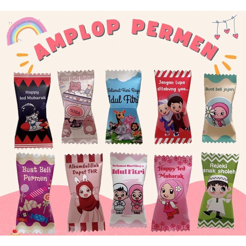 

Amplop Ampao lebaran Bentuk permen isi 10 pcs | Angpao Kekinian Terbaru 2024