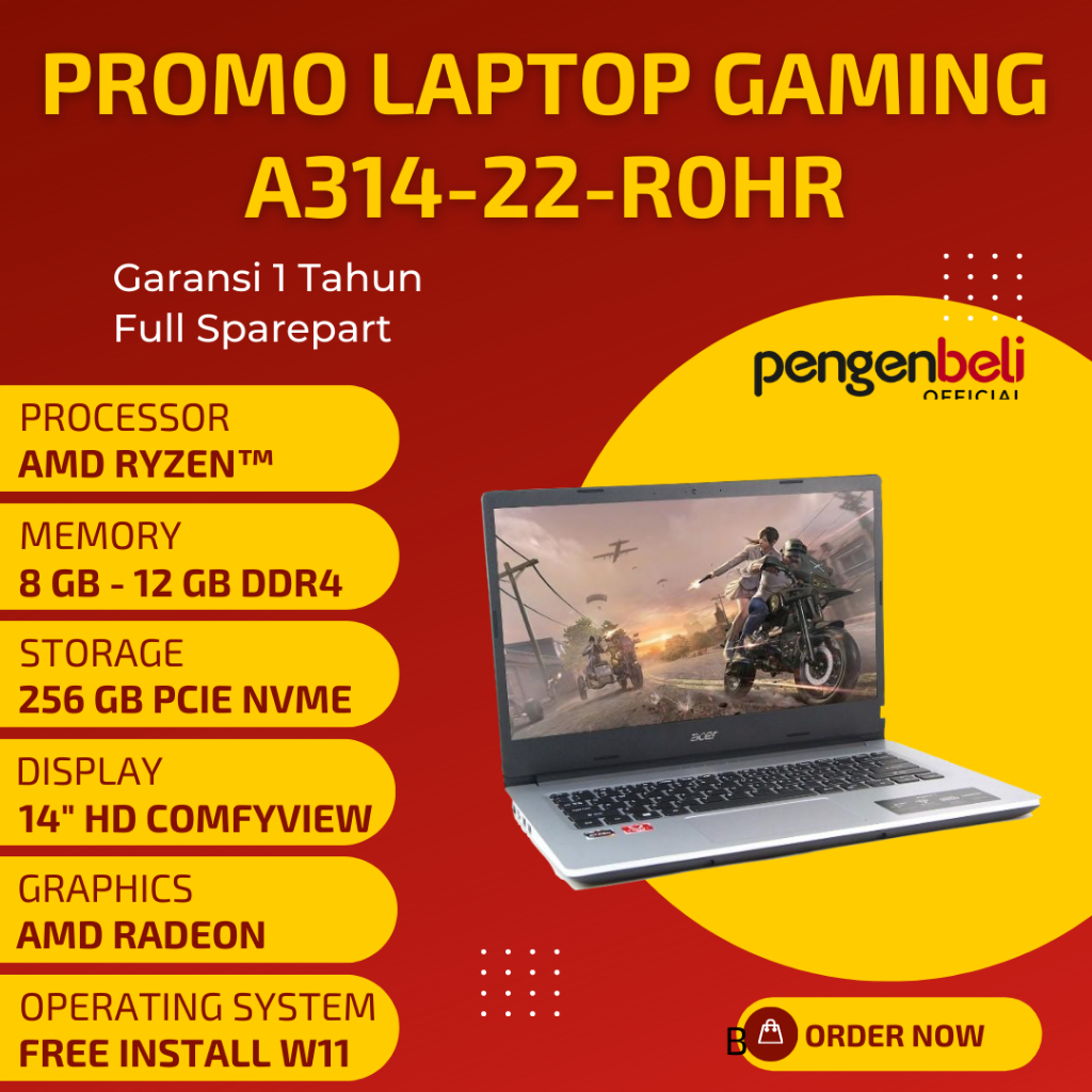 PROMO LAPTOP GAMING - RAM 12GB l 256GB SSD l AMD RYZEN™ 5 3500U l AMD RADEON VEGA 8 GRAPHICS l LAYAR