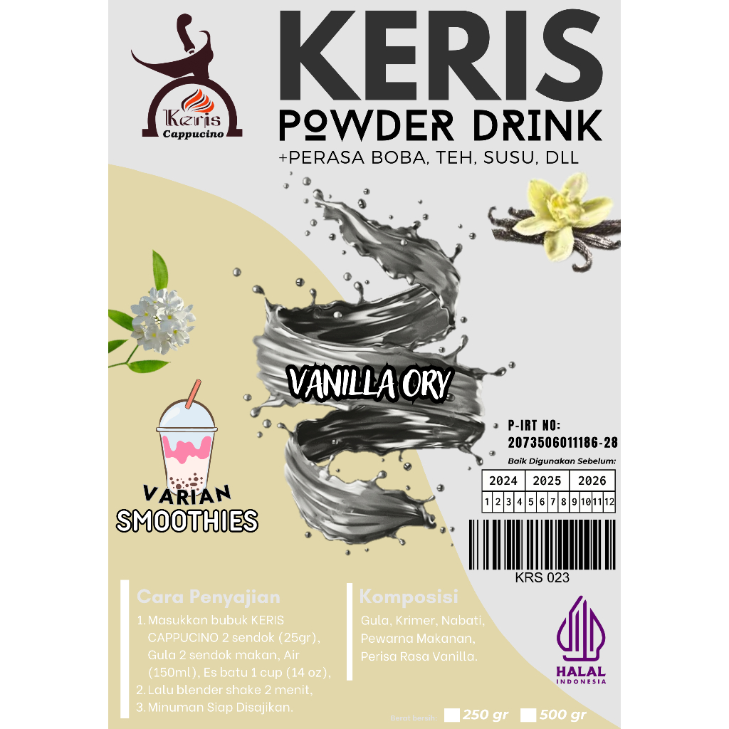 

vanilla Ory Serbuk Minuman Rasa Kemasan 500 gr